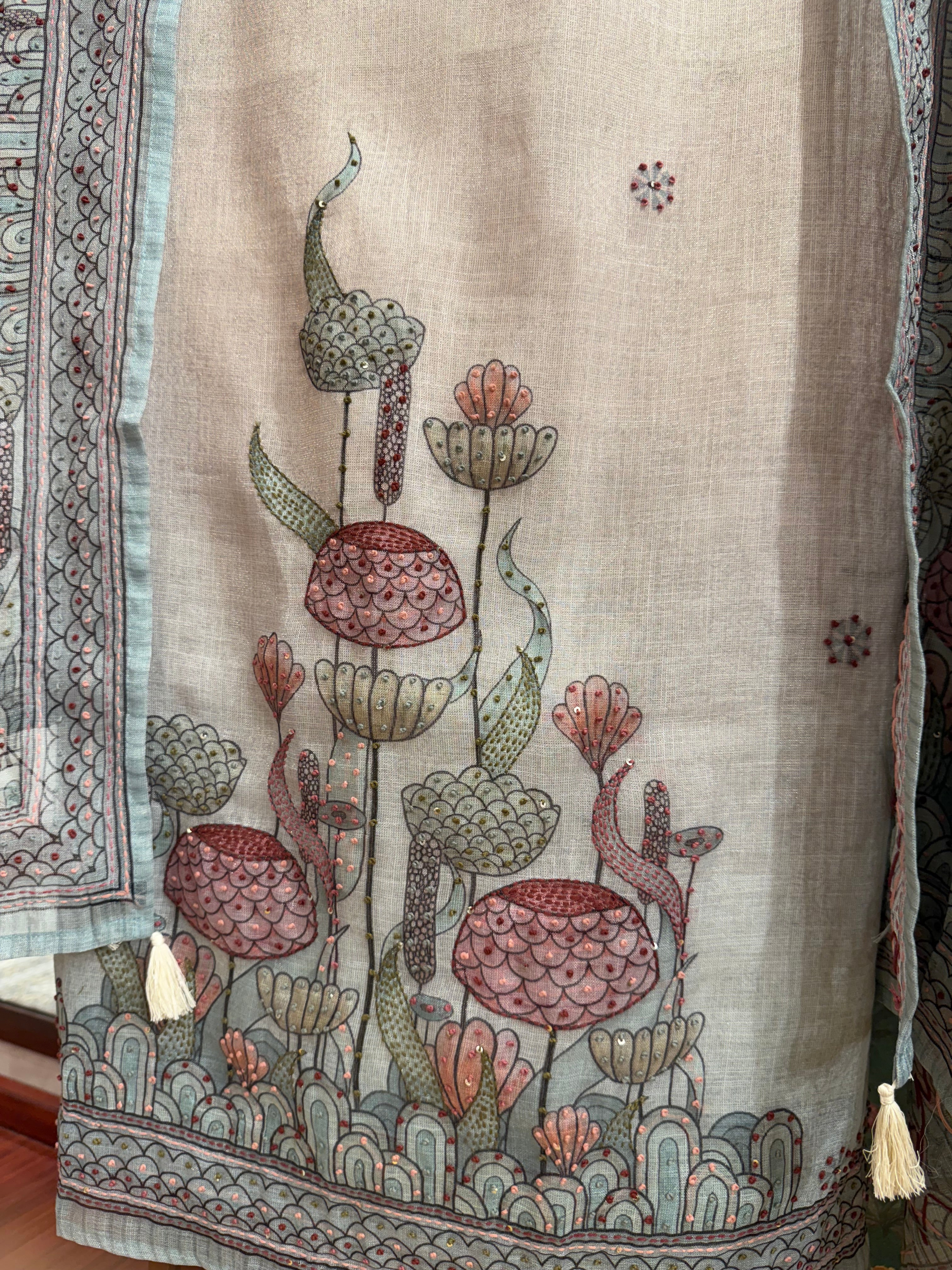 Cotton-Tissue Blue Fabric (Unstiched)