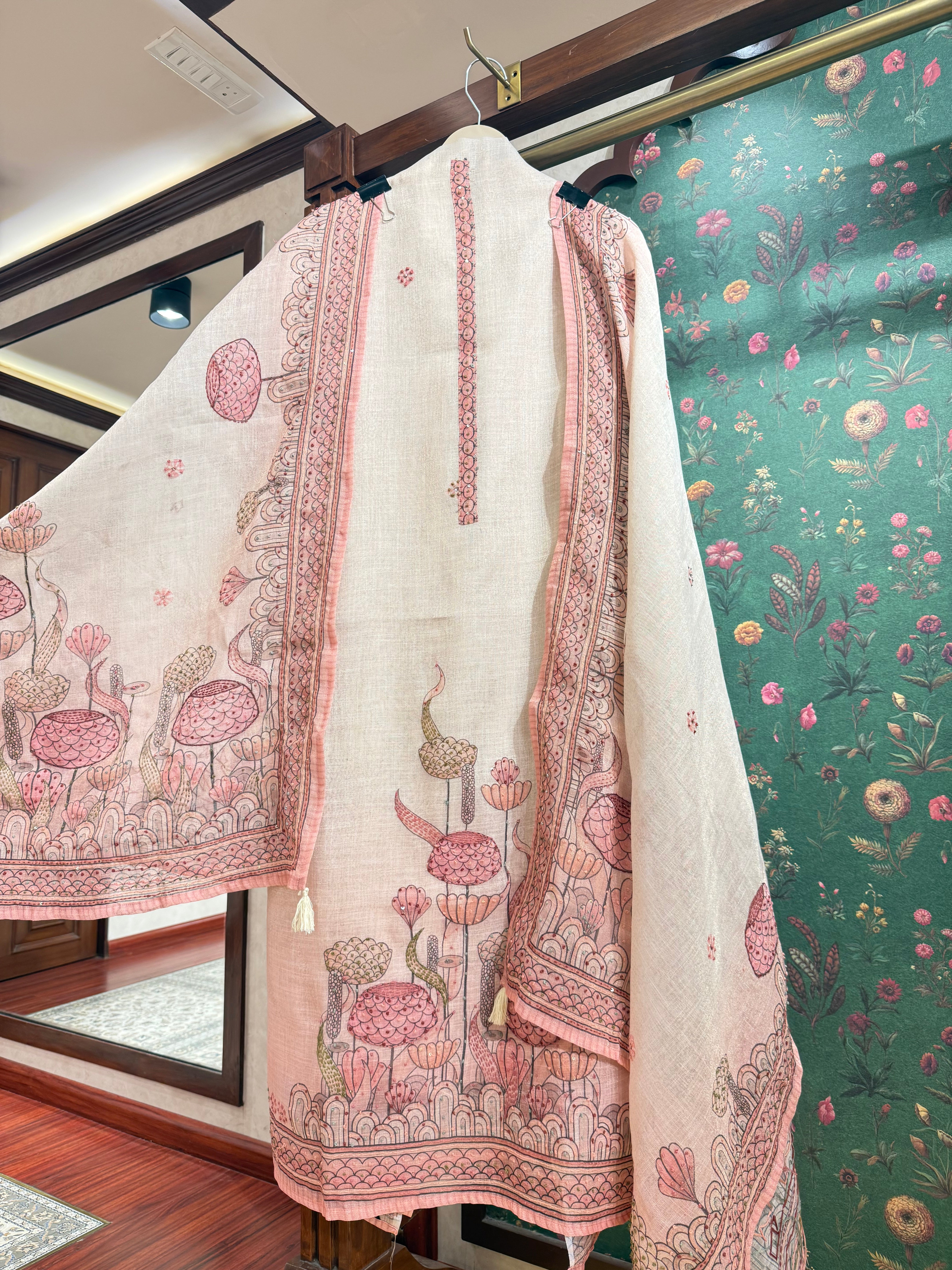 Cotton-Tissue Pink Fabric (Unstiched)